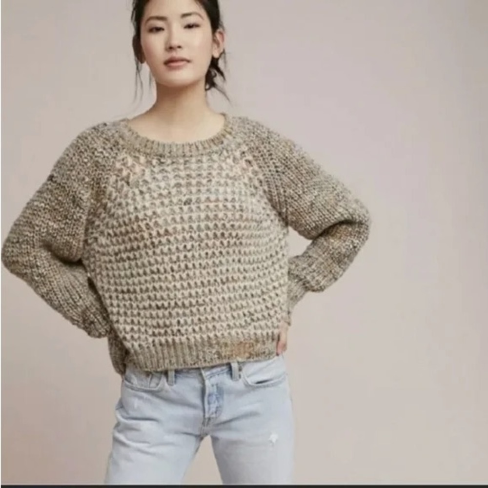 Anthropologie Moth Hillwalk Chunky Knit Sweater women size Small